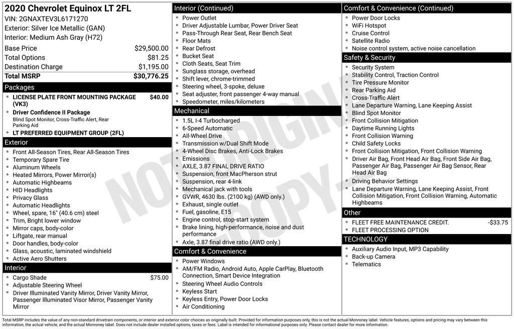 Used 2020 Chevrolet Equinox LT w/2FL SUV