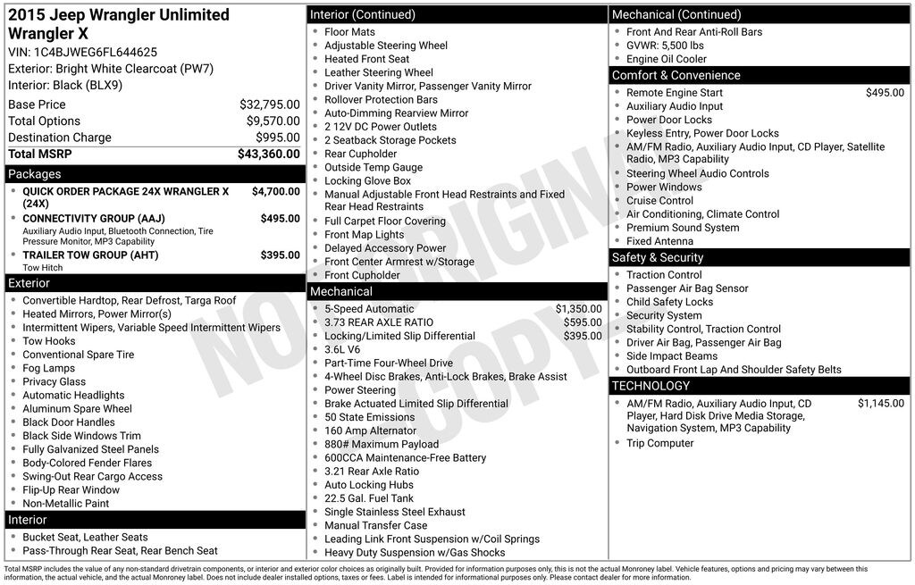 Used 2015 Jeep Wrangler Unlimited Sahara 4x4 SUV