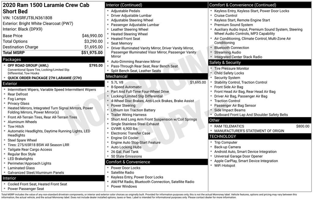 Used 2020 Ram 1500 Laramie Truck Crew Cab