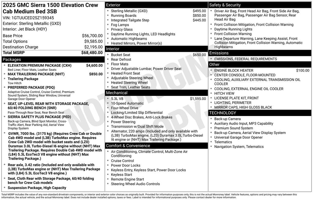 Used 2025 GMC Sierra 1500 Elevation w/3SB Truck Crew Cab