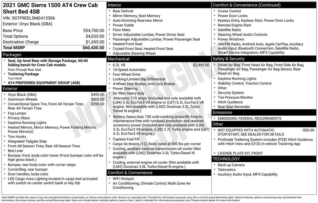 Used 2021 GMC Sierra 1500 AT4 Truck Crew Cab