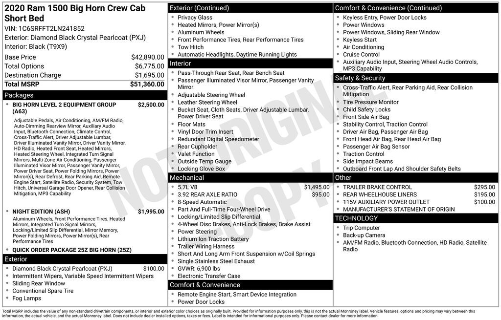 Used 2020 Ram 1500 Big Horn/Lone Star Truck Crew Cab