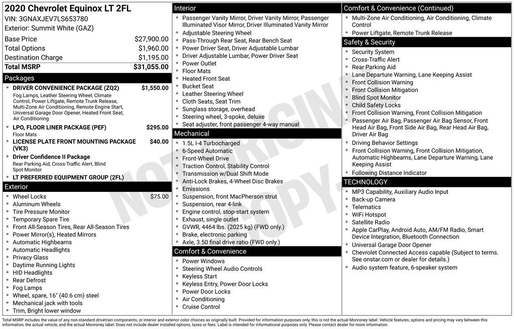Used 2020 Chevrolet Equinox LT w/2FL SUV