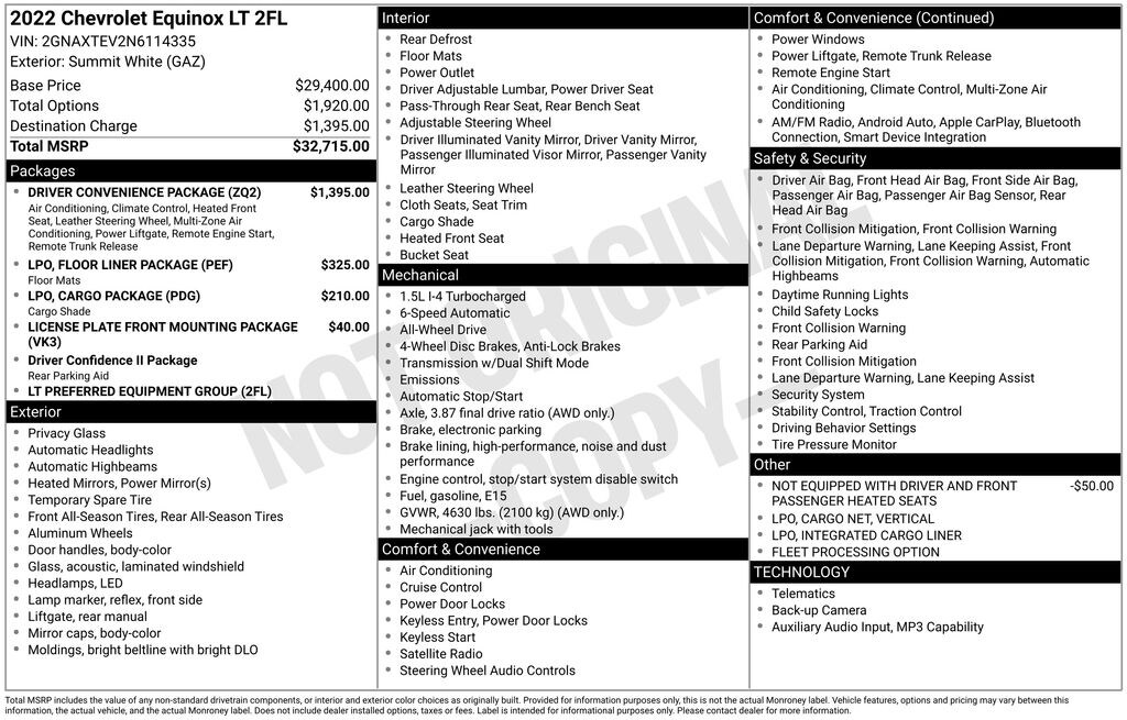 Used 2022 Chevrolet Equinox LT w/2FL SUV