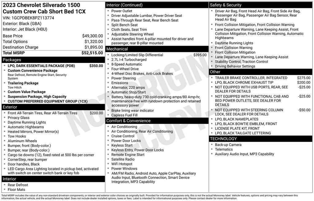 Used 2023 Chevrolet Silverado 1500 Custom Truck Crew Cab