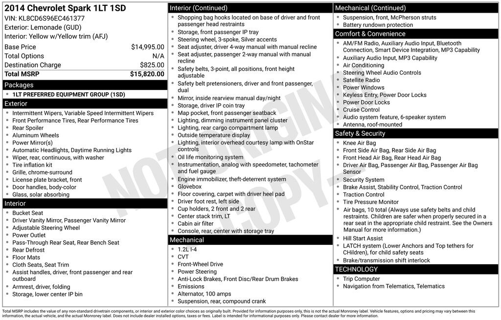 Used 2014 Chevrolet Spark 1LT Auto Hatchback