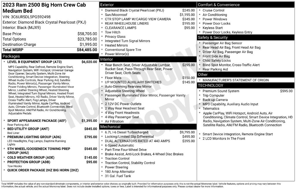 Used 2023 Ram 2500 Big Horn Truck Crew Cab