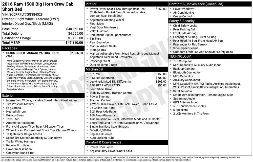 Used 2016 Ram 1500 SLT Truck Crew Cab