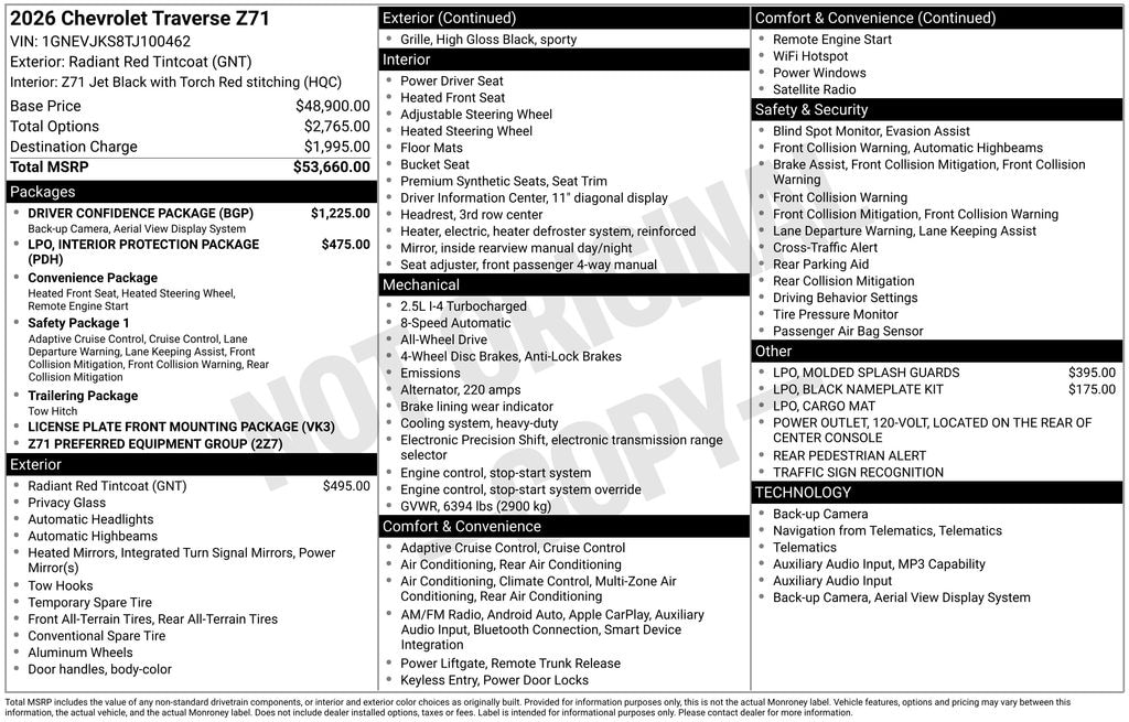 Used 2026 Chevrolet Traverse Z71 SUV