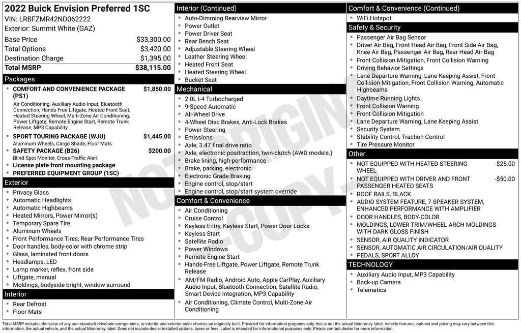 Used 2022 Buick Envision Preferred SUV