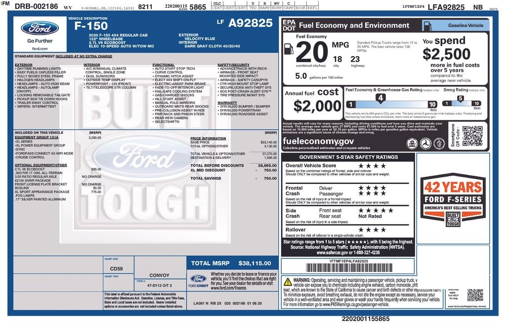Used 2020 Ford F-150 Truck Regular Cab