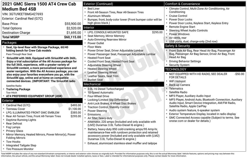 Used 2021 GMC Sierra 1500 AT4 Truck Crew Cab