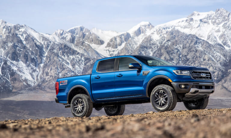 2022 Ford Ranger Exterior Parked In Front Of Mountain Range