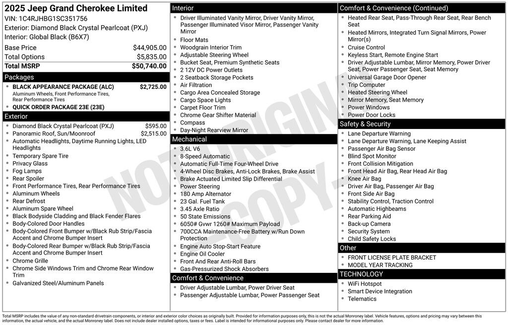 New 2025 Jeep Grand Cherokee LIMITED 4X4 Sport Utility