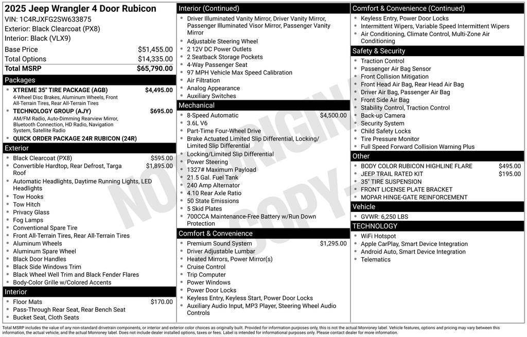 New 2025 Jeep Wrangler 4-DOOR RUBICON Sport Utility