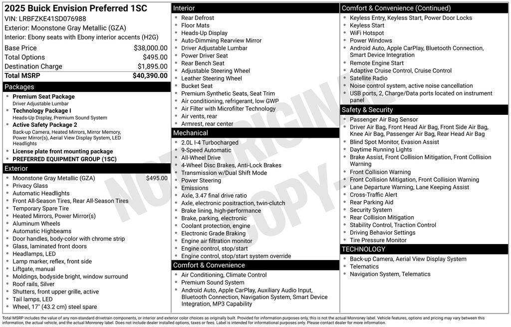 New 2025 Buick Envision Preferred SUV