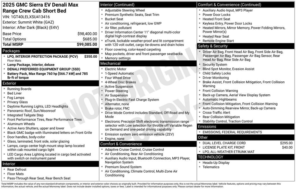 New 2025 GMC Sierra EV Max Range Denali Truck