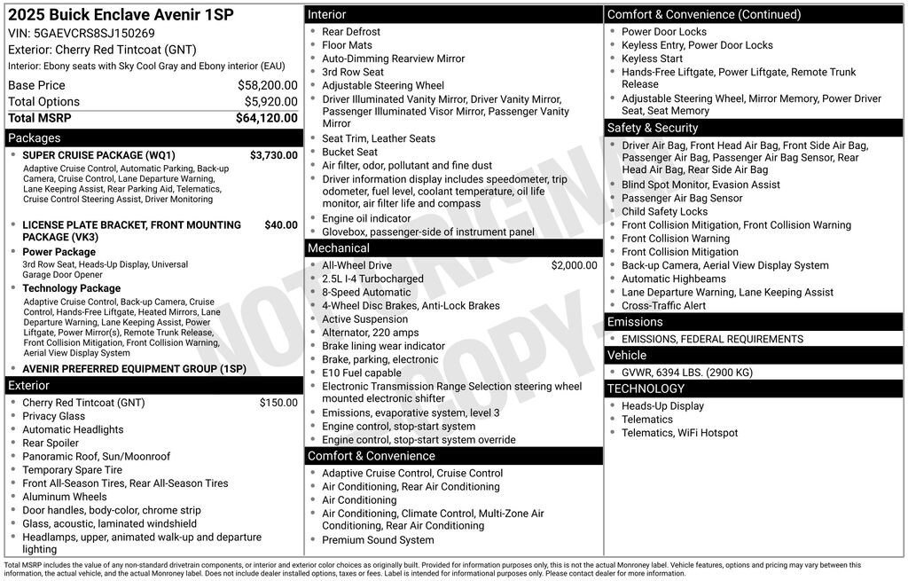 New 2025 Buick Enclave Avenir SUV