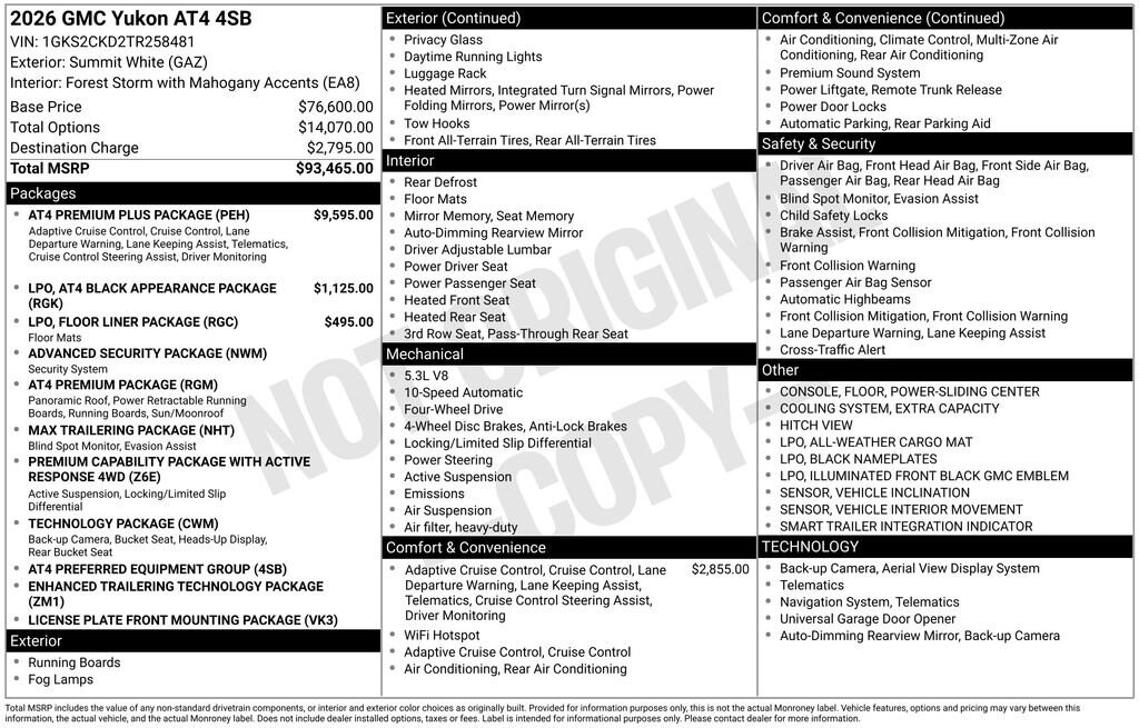 New 2026 GMC Yukon AT4 SUV