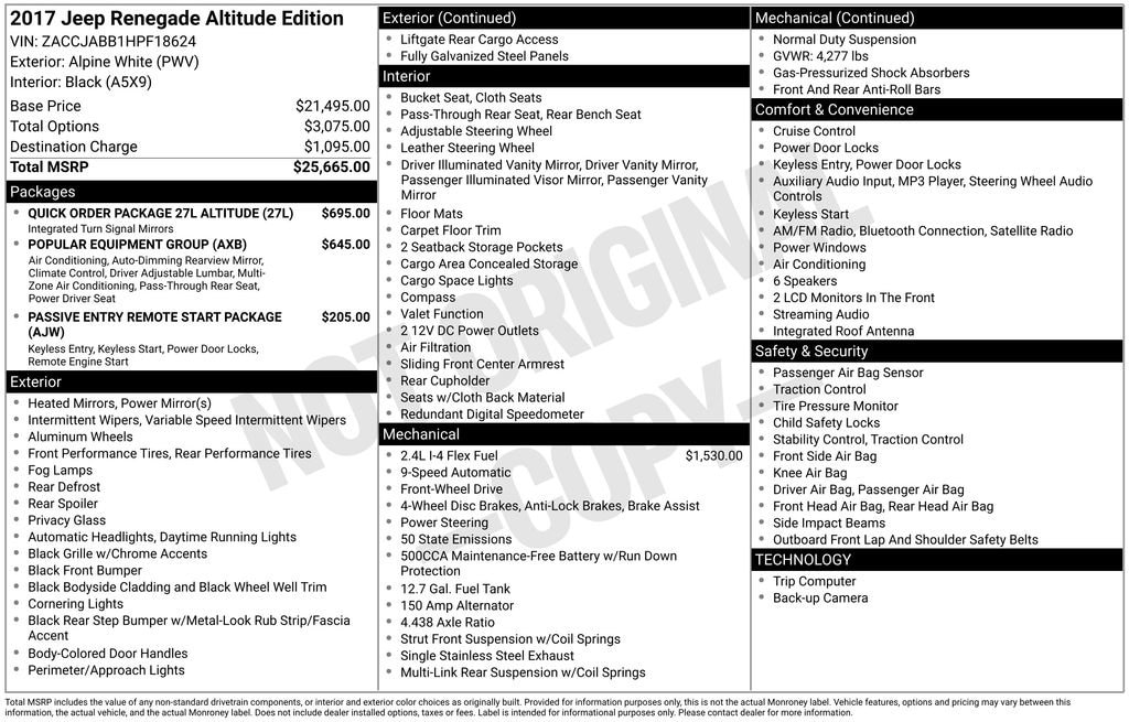 Used 2017 Jeep Renegade Altitude