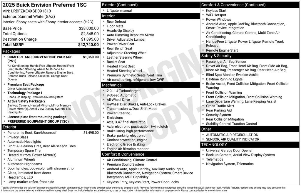 New 2025 Buick Envision Preferred SUV