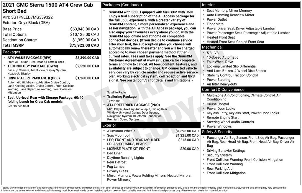Used 2021 GMC Sierra 1500 AT4 Truck