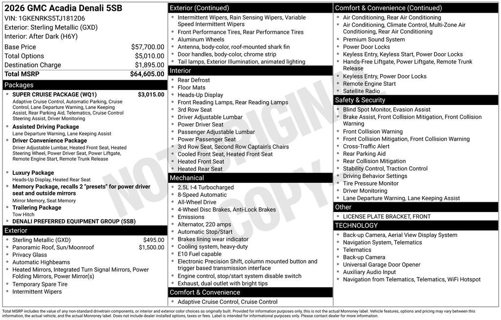 New 2026 GMC Acadia Denali SUV