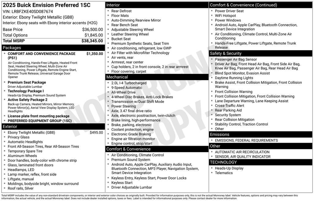 New 2025 Buick Envision Preferred SUV