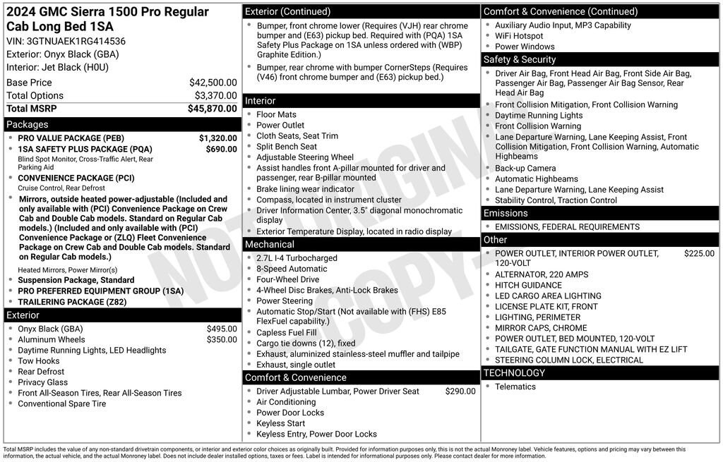 New 2024 GMC Sierra 1500 Pro Truck