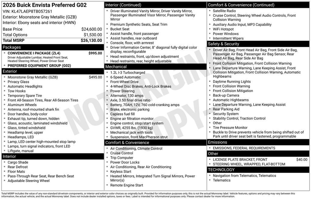 New 2026 Buick Envista Preferred SUV