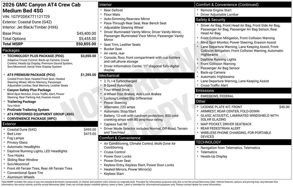 New 2026 GMC Canyon AT4 Truck