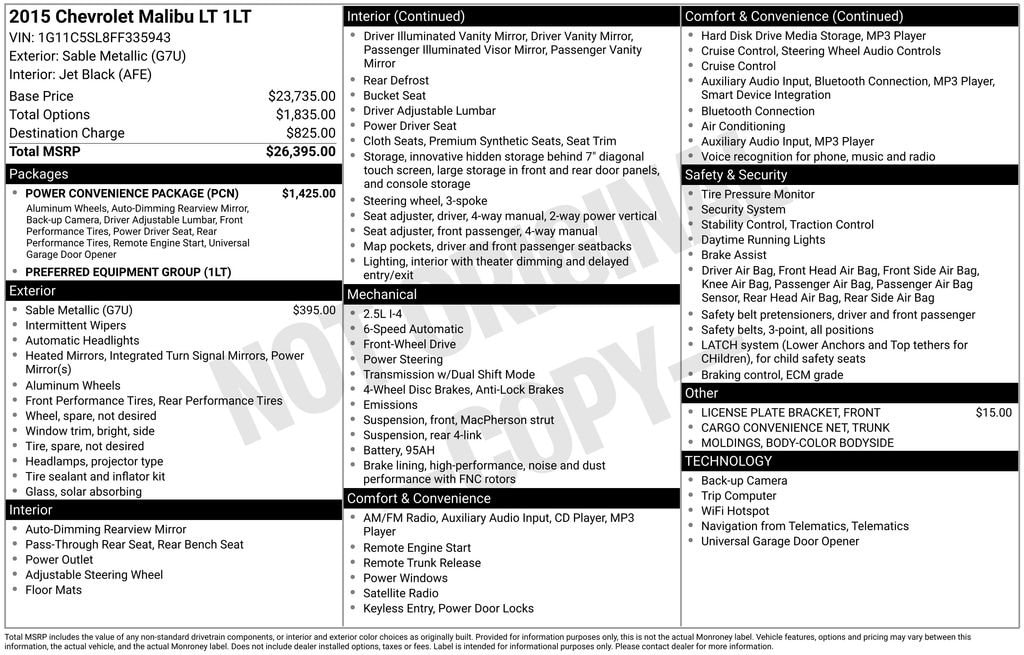 Used 2015 Chevrolet Malibu LT Car