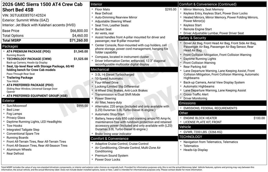 New 2026 GMC Sierra 1500 AT4 Truck