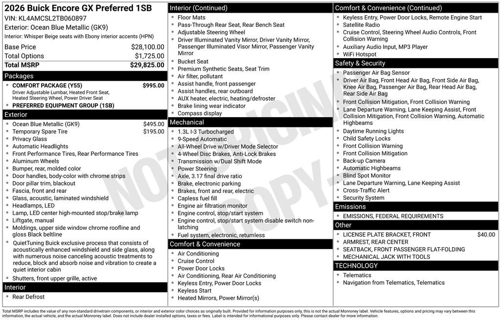 New 2026 Buick Encore GX Preferred SUV