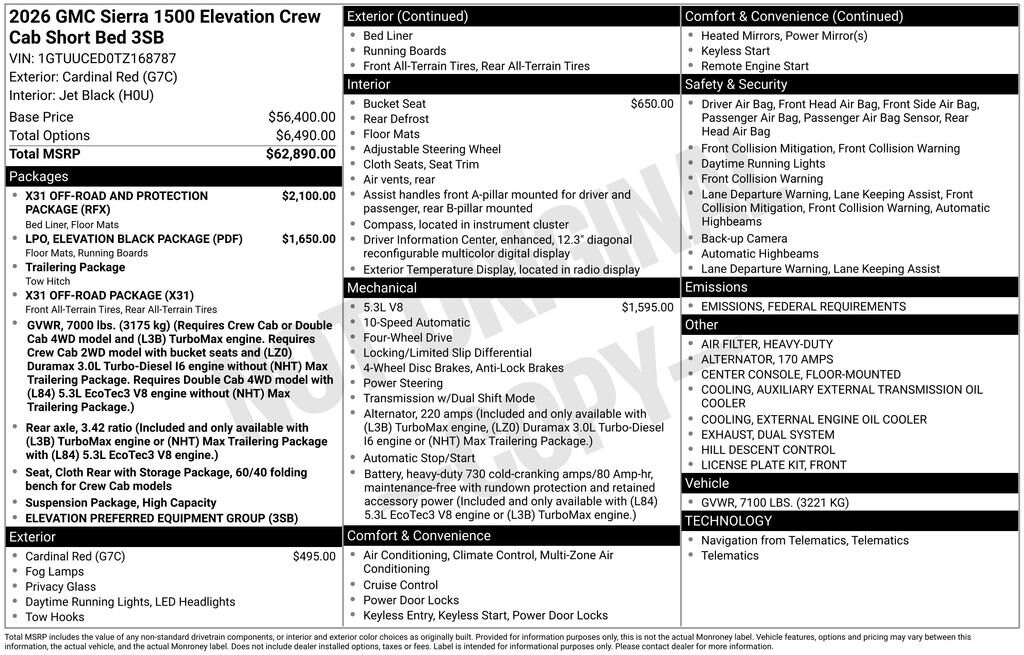 New 2026 GMC Sierra 1500 Elevation Truck