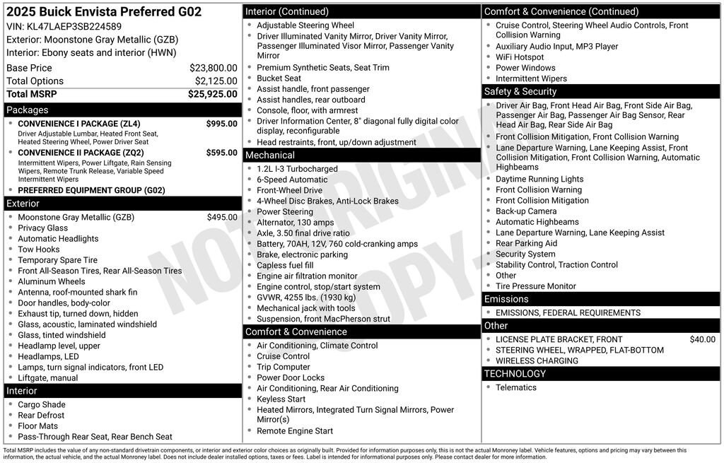 New 2025 Buick Envista Preferred SUV