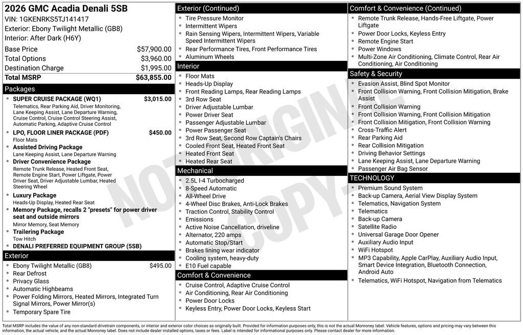 Used 2026 GMC Acadia Denali SUV