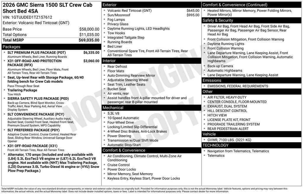 New 2026 GMC Sierra 1500 SLT Truck