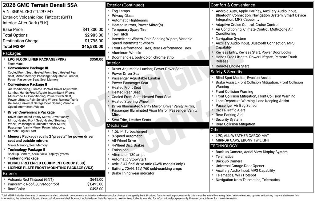 New 2026 GMC Terrain Denali SUV