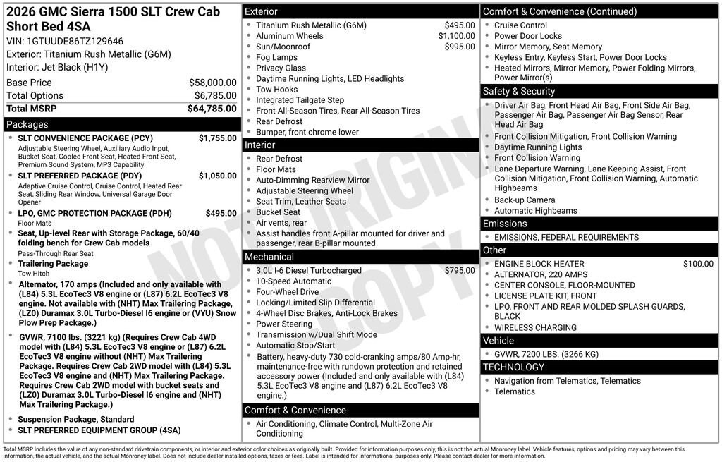 New 2026 GMC Sierra 1500 SLT Truck