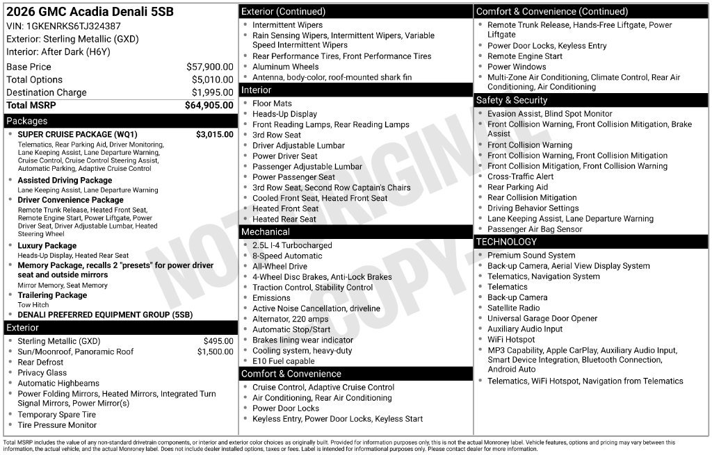 New 2026 GMC Acadia Denali SUV