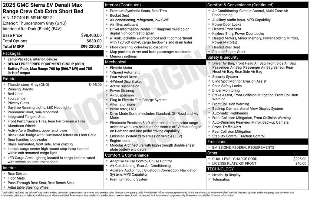 New 2025 GMC Sierra EV Max Range Denali Truck