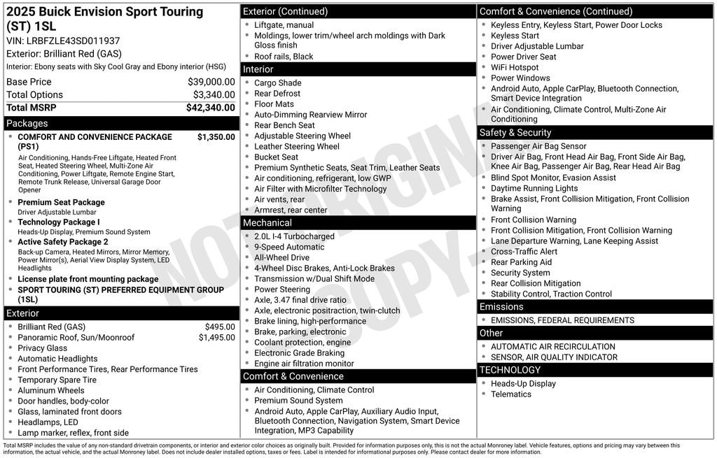 New 2025 Buick Envision Sport Touring SUV