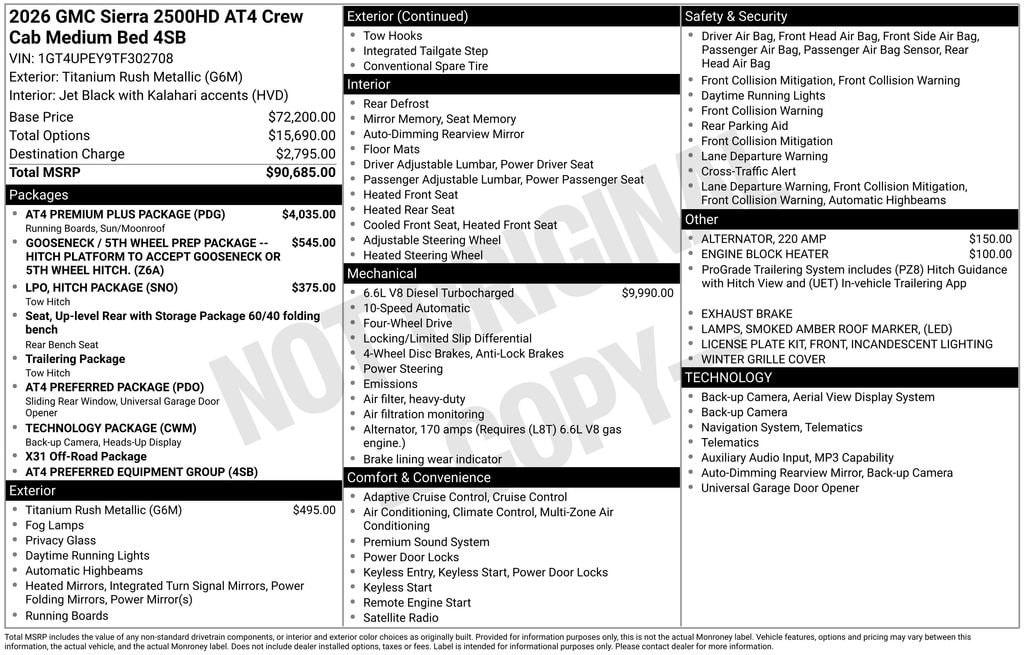 New 2026 GMC Sierra 2500 HD AT4 Truck