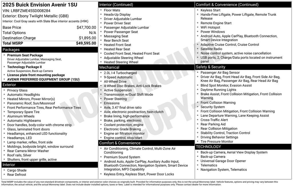 New 2025 Buick Envision Avenir SUV