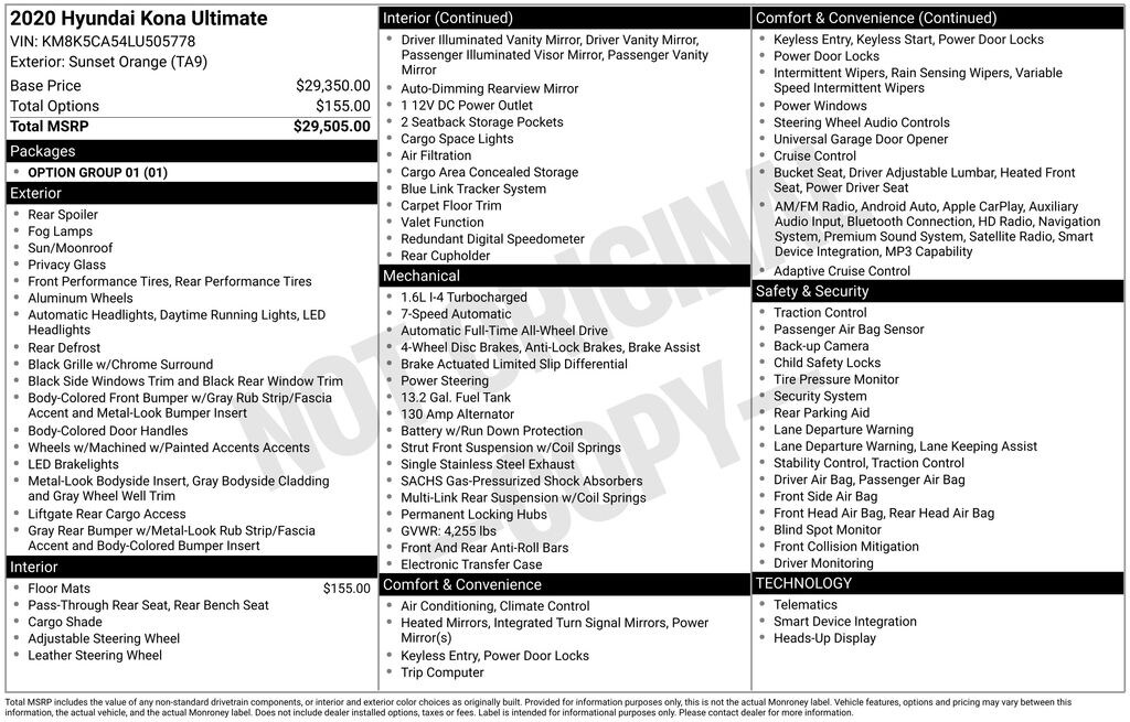 Used 2020 Hyundai Kona Ultimate SUV