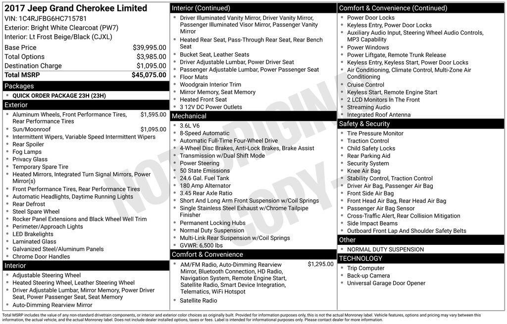 Used 2017 Jeep Grand Cherokee Limited SUV