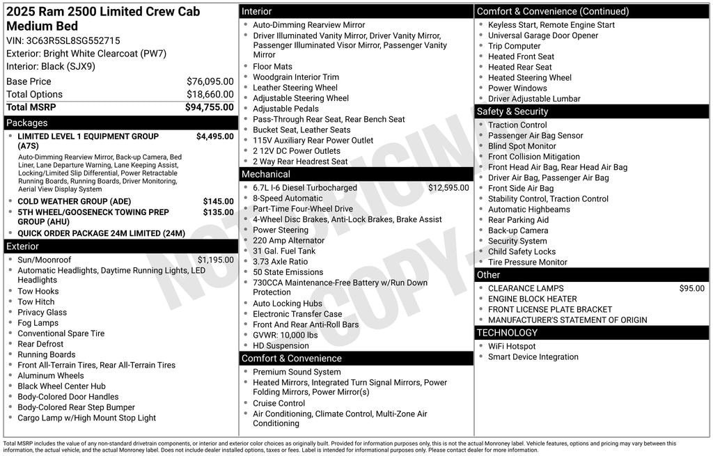 New 2025 Ram 2500 LIMITED CREW CAB 4X4 6'4 BOX Pickup