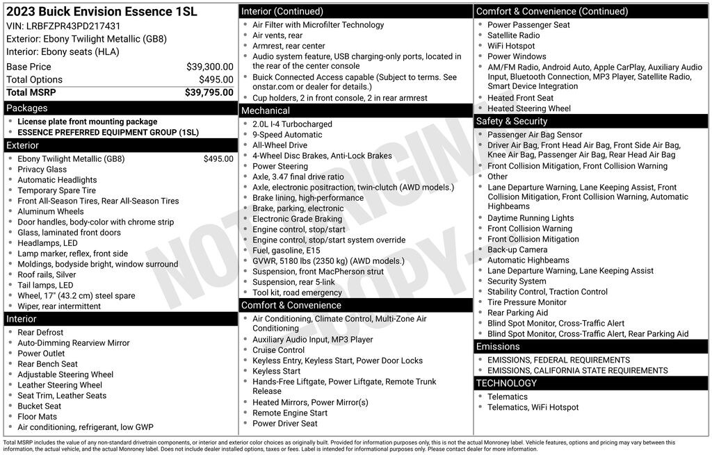 Used 2023 Buick Envision Essence SUV