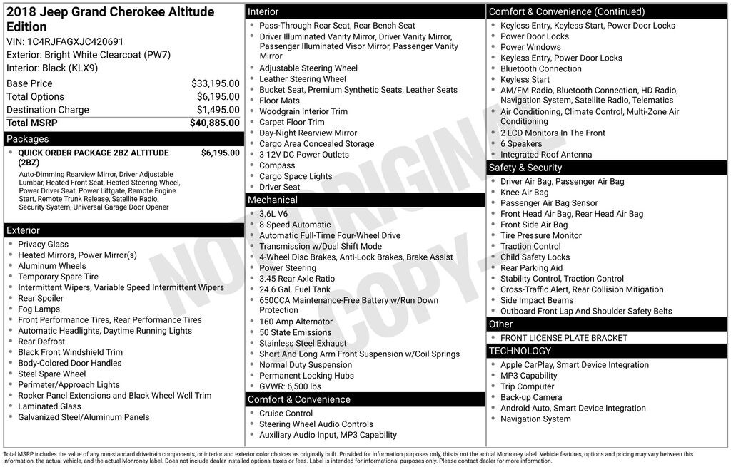 Used 2018 Jeep Grand Cherokee Altitude SUV